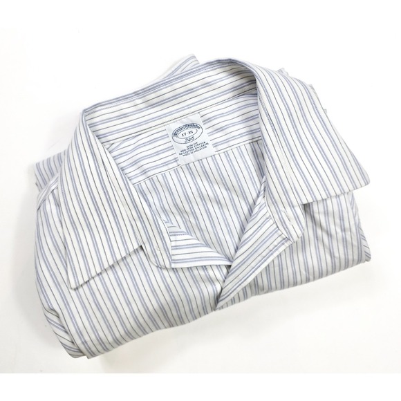 Brooks Brothers 346 Slim Fit Blue Pin Stripe Point French Cuff Men's Size 17-35 - Picture 5 of 7